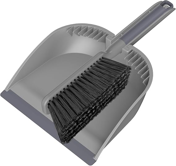 SetSail Small Dustpan and Brush Set with Teeth for Pets Care,Grey
