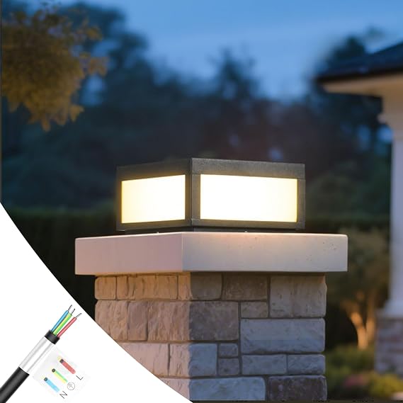 MVBT 12" Outdoor Post Lights Hard Wired, 3000K Column Lights, Pillar Light | Square Post Light Waterproof, Modern Column Lamp Outside AC100-240V, Large Gate Fence Posts Light for Patio Driveway Entrance