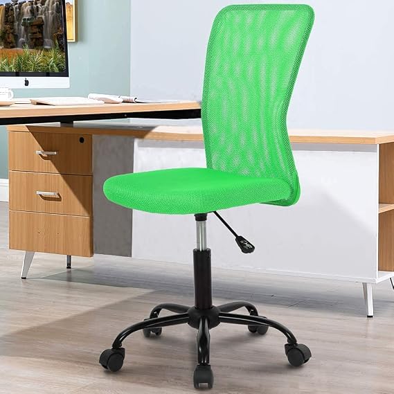 Home Office Chair Computer Chair Student Chair Desk Chair Mid Back Mesh Chair Height Adjustable Small Office Chair, Modern Task Chair No Armrest Rolling Swivel Chair,Green