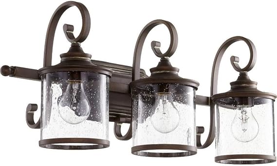 Quorum 5073-3-39 Transitional Three Light Vanity from San Miguel Collection in Copper Finish,
