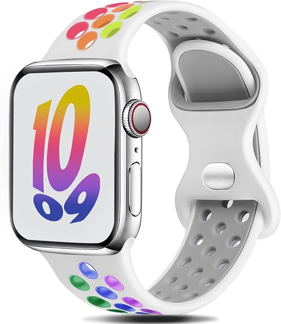 Strap Compatible with Apple Watch Straps 44mm 42mm 45mm 46mm 49mm 41mm 40mm 38mm,Breathable Silicone Sport Band Replacement for iWatch Series Ultra 10/9/8/7/6/5/4/3/2/1/SE Men Women