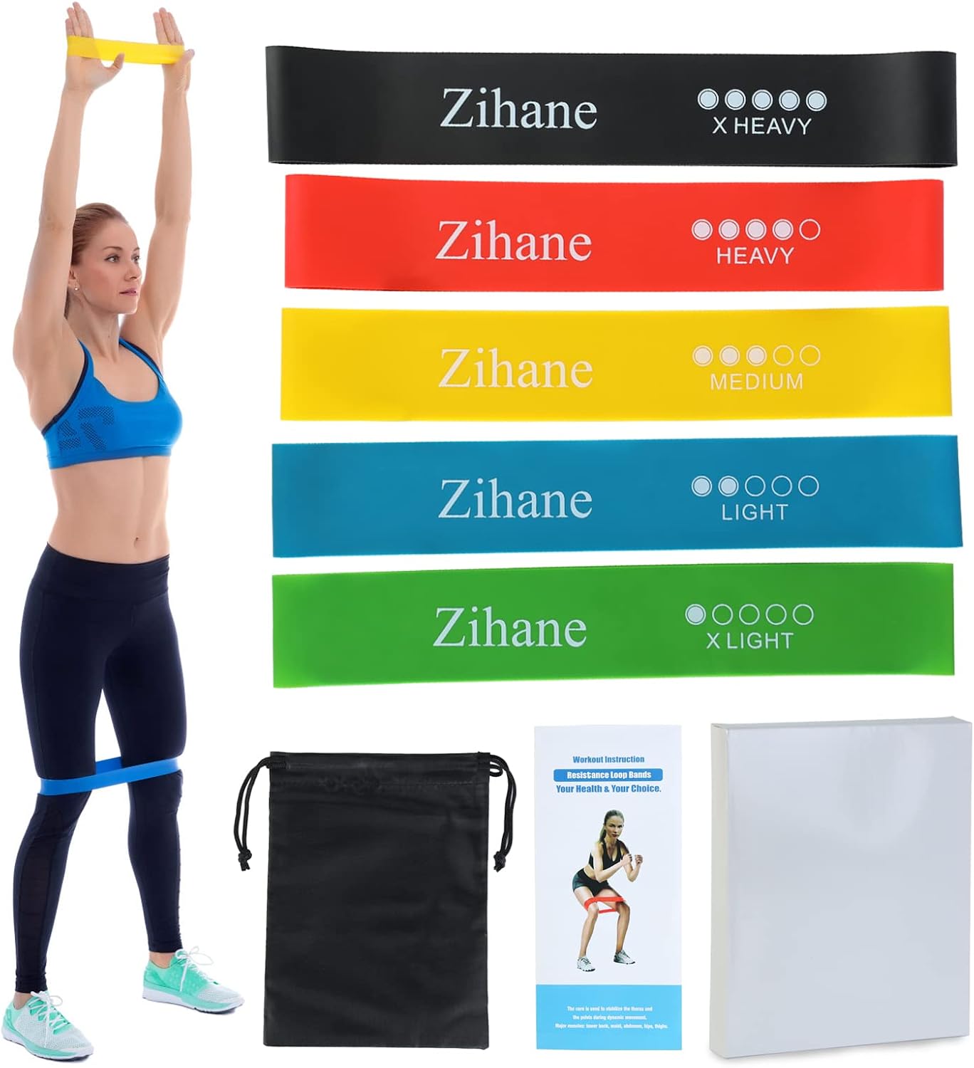 Resistance Stretch Band for Men and Women,5 PCS Resistance Loop Exercise Bands Set for Home Gym Yoga Fitness