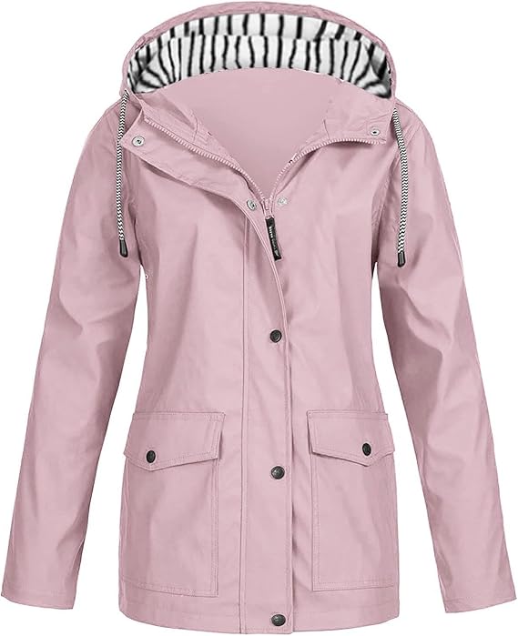 Casual Military Anorak Jacket for Women Windbreaker Windproof Raincoats Zip Up Lightweigh Safari Coat with Hood