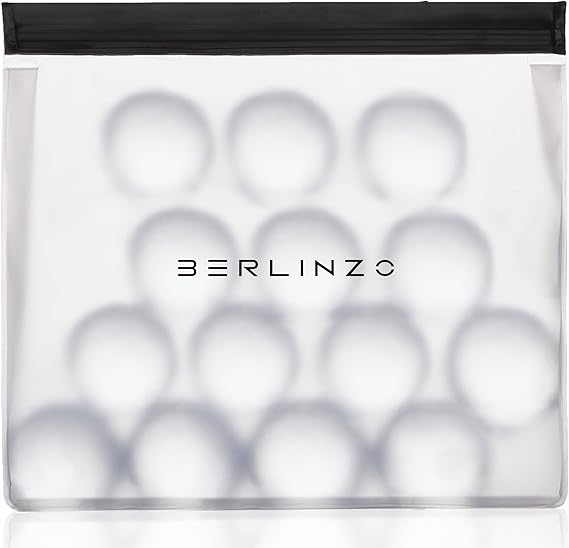 BERLINZO Large Reusable Ice Storage Bag - Freezer Safe Leak Proof Lunch Bag for Ice and Food Storage - BPA-Free XL Size