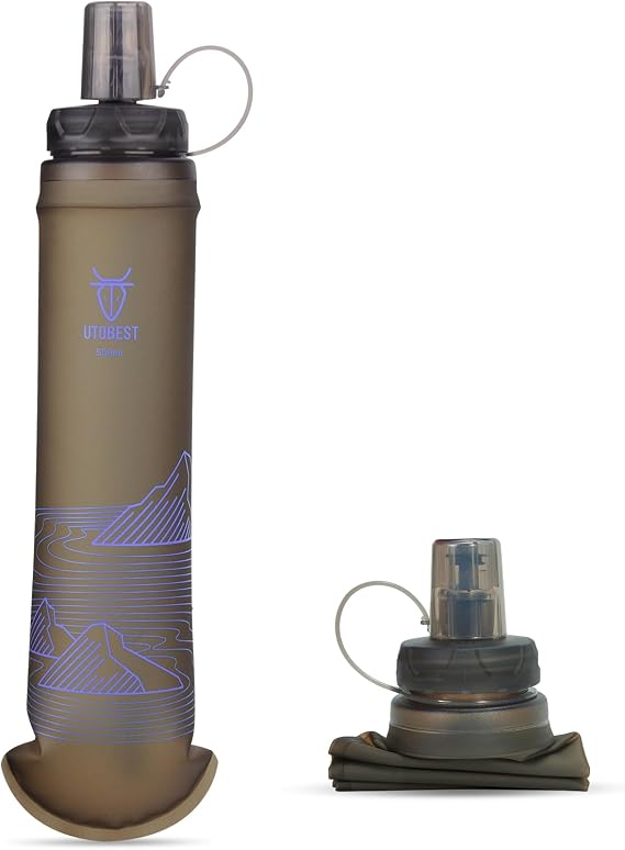 UTOBEST 500ml Soft Flask with 42mm Caliber, Collapsible Flexible TPU Hydration Water Bottle, 1 Pack, for Running, Hiking, Cycling, Climbing, and Marathon Purple