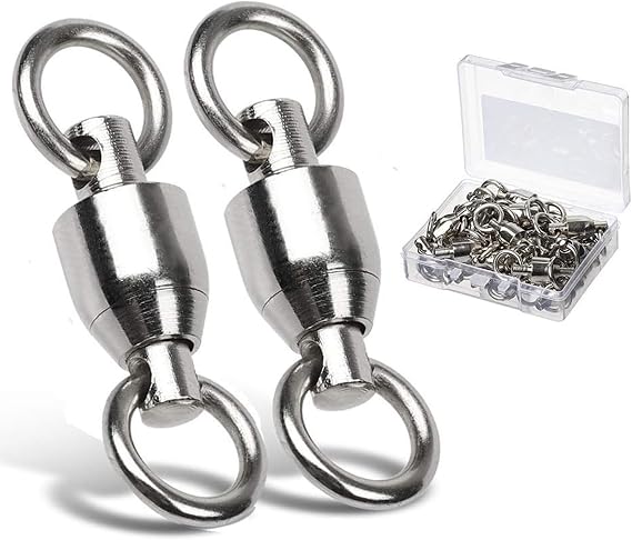 AMYSPORTS Ball Bearing Swivels Connector High Strength Stainless Steel Solid Welded Rings Barrel Swivels Saltwater Freshwater Fishing