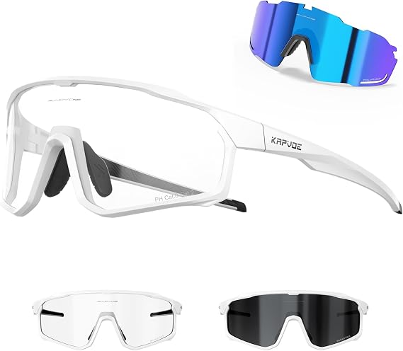 KAPVOE 2 Lens Cycling Sunglasses Photochromic and Polarized Men Women K93