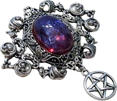 Dragons Breath Fire Opal Pentacle Brooch handmade jewelry wiccan pagan wicca witch witchcraft goddess magic cloak pin