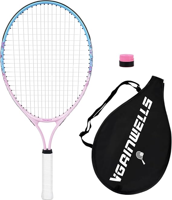 17"-23" Kids Tennis Racket for Aged 2-9, Lightweight and Durable, Including 1 Toddler Tennis Racket and 1 Replacement Grip Tapes