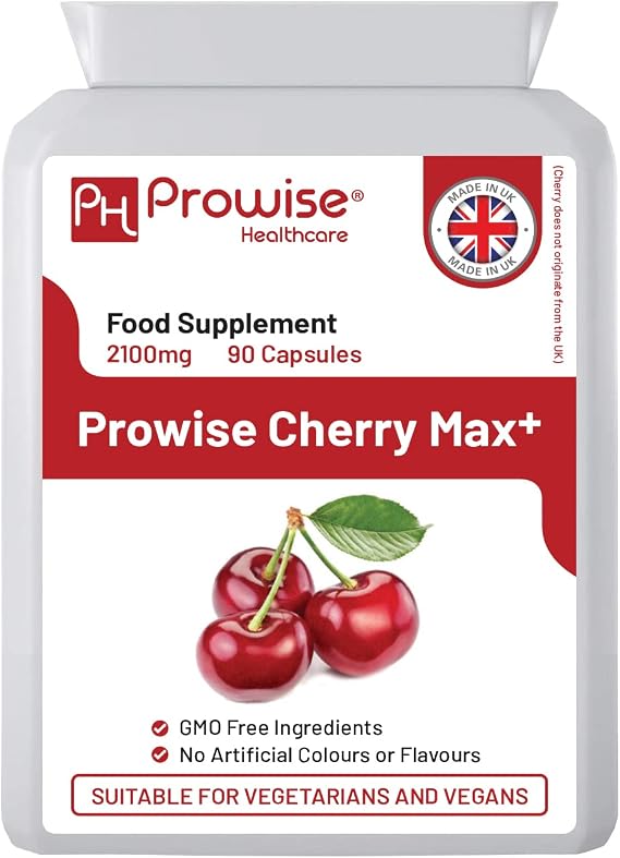 Montmorency Cherry Capsules 2100mg - 90 Vegan Supplements I Prowise CherryMax with 1500MG Montmorency Cherry & 600MG Black Cherry I Tart Cherry Capsules I Made in The UK by Prowise Healthcare