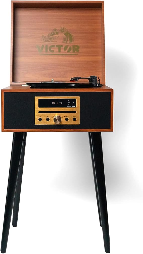 Victor Newbury 8-in-1 Turntable Music Center with 3-Speed Record Player