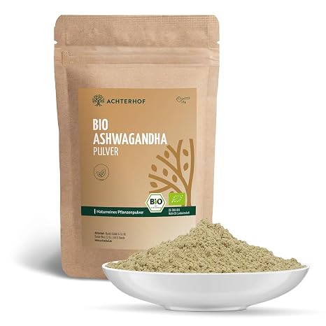 Ashwagandha Pulver BIO 500g fein gemahlene Ashwagandhawurzel in Bio-Qualität 100% naturrein ideal zur Zugabe in Smoothies Säfte Goldene Milch Moon Milk & Co vom Achterhof