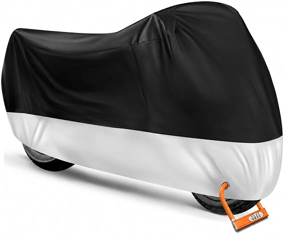 Hanmir Motorcycle Cover Waterproof Outdoor with Lock-Holes & Storage Bag