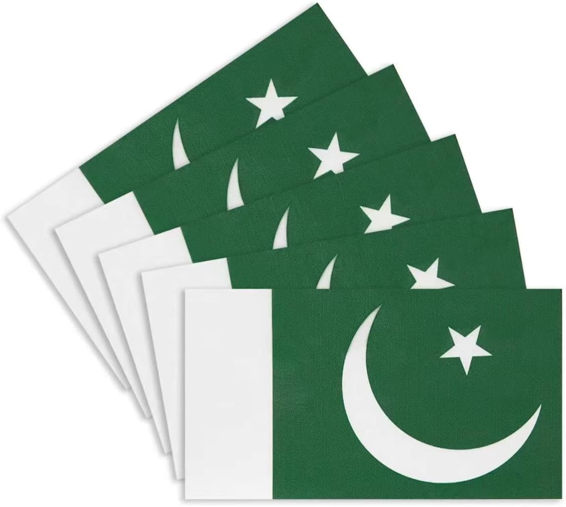 5Pcs Pakistan Flag Decal Sticker - Pakistani Flag Reflective Vinyl Car Stickers - for Car Window Bumper Waterproof Sticker 2.5 x 4.5 Inch