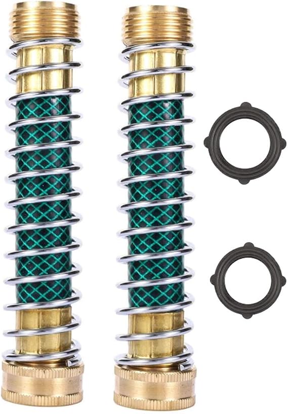Garden Hose Coiled spring Protector with Solid Brass Faucet Hoses coupling Adapter Extension 2Pcs (2pieces)