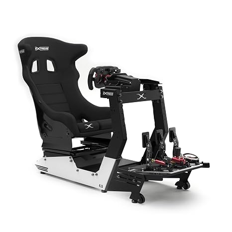 Extreme Simracing Chassis 4.0 Adjustable Racing Simulator Cockpit | Compatible with Logitech, Thrustmaster, Fanatec, Simagic, Moza, Simucube & Others | Sturdy Steel Frame, Ergonomic Driving Position, Universal Seat Mount (White)