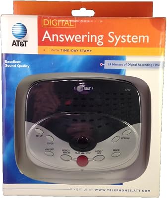 AT&T 1722 Digital Answering System with Time and Day Stamp Black and Silver