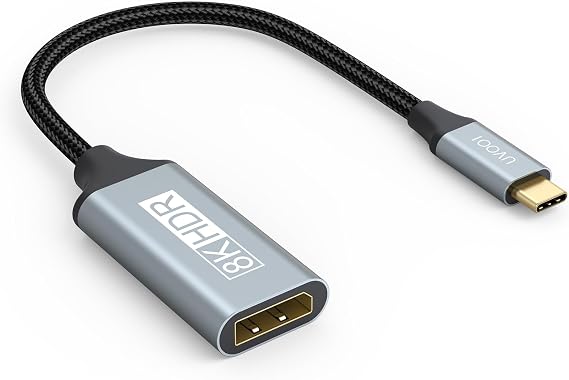 USB C to DisplayPort 1.4 Adapter 8K@60Hz, USBC to DisplayPort Adapter | Compatible with Thunderbolt 5/4/3 (4K@240Hz/144Hz, HDR, 32.4Gbps DP) for MacBook Pro/Air, iPad, Surface, iPhone 17/16, Laptop