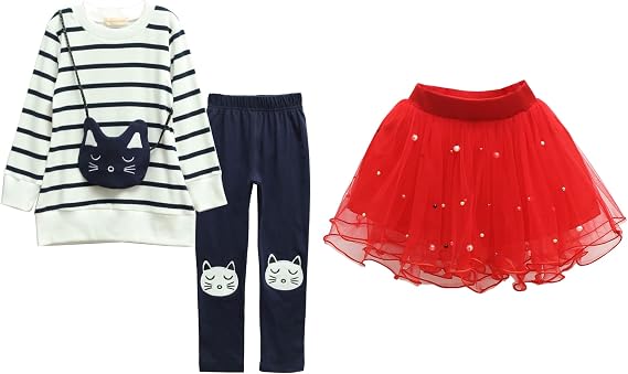Urtrend Little Girls' 2 Pieces Pants Set Outfits and Tutu Skirt