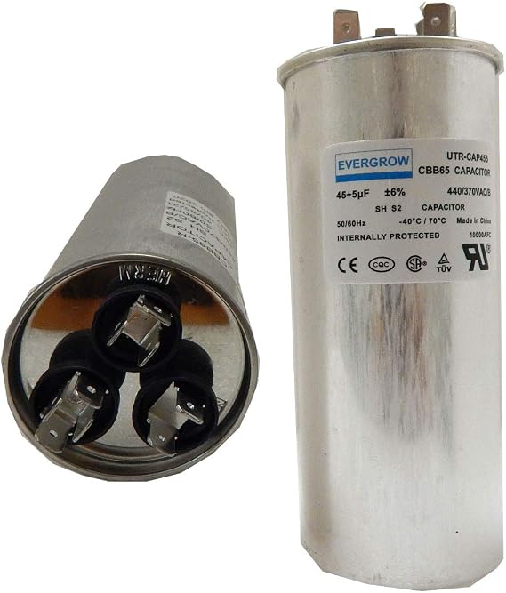 CAP050450440RT - 45 + 5 uf MFD 440 Volt VAC - Goodman Round Dual Run Capacitor Upgrade