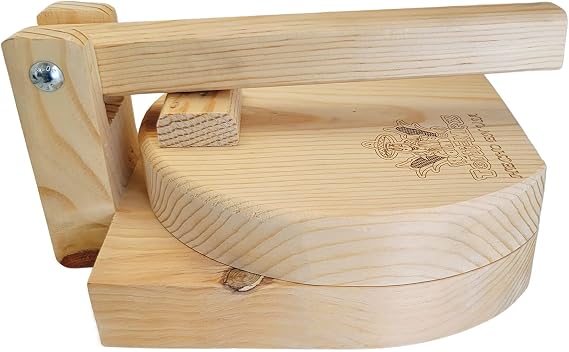 Authentic Wood Tortilla Press 9 Inch Wooden Prensa de Tortilla de Madera for Dumplings Roti Empanadas Pizza - Made In USA