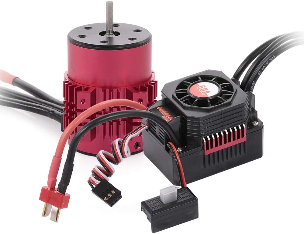 3650 3900KV Brushless Motor with Heat Sink and 60A ESC with BEC Waterproof for 110 18 RC Car Truck