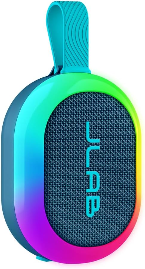 JLab, Pop Party, Portable Bluetooth Speaker, Waterproof IP55, Customizable RGB LED, Black