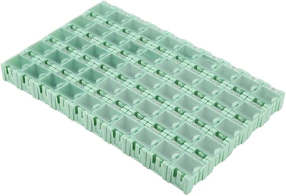 50Pcs Green Electronic Components Parts Mini Storage Case SMT SMD Container Box with Transparent Lids