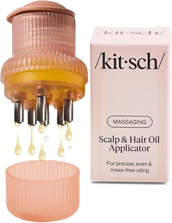 Kitsch Scalp & Hair Oil Applicator - Stainless Steel Bristles - Head Massager - Even Oil Distribution - Terracotta