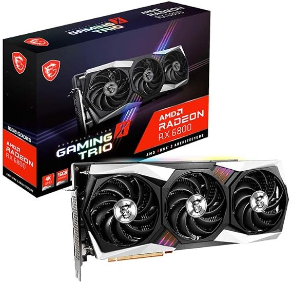 MSI Radeon RX 6800 Gaming X Trio 16G Gaming Graphics Card - 16GB GDDR6, 2285 MHz, PCI Express 4, 256-bit, 3X DP v 1.4a, HDMI 2.1