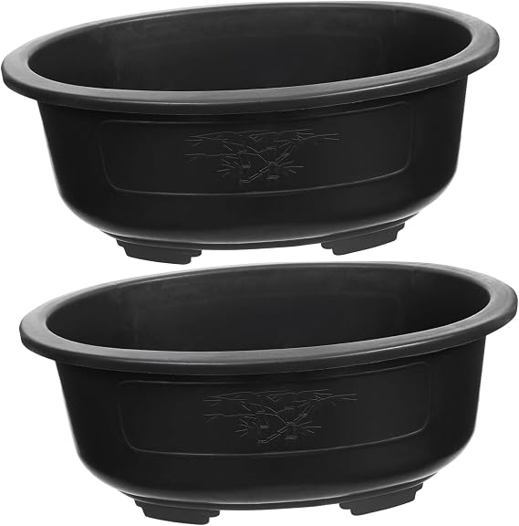2Pcs Bonsai Training Pot 15 inch Plastic Flower Pot Bonsai Pot with Drainage Hole, Bonsai Planter Pot Plants Growing Pots for Nursery, Garden, Balcony, Black