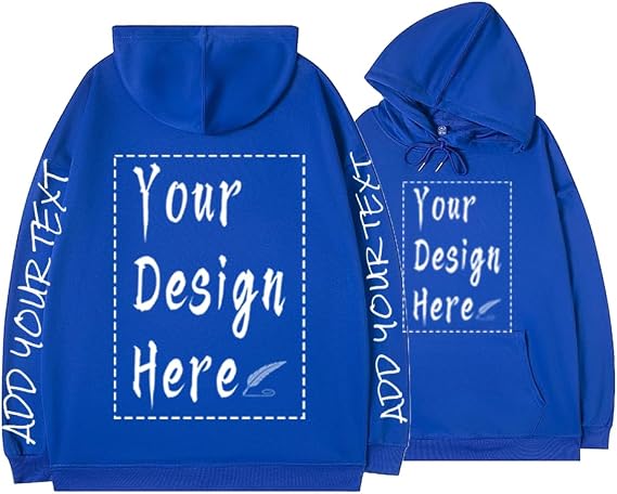 Custom Hoodies With Your Own Design Text/Picture, Personalized Sweater For Men/Women On Front/Back/Sleeve, Large, White