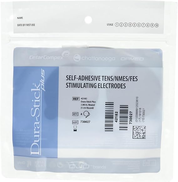 Chattanooga Dura-Stick Plus | Blue Foam Backing 2 inch Round - 10 Packs (4 Electrodes per Pack) Total 40 Electrodes