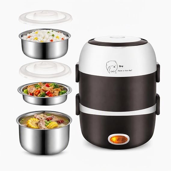 Electric Lunch Box 3 Layers 2L Portable Mini Rice Cooker