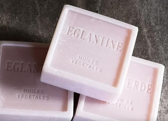 Rose Scented Soap, Savon de Marseille Eglantine Soap, Square Soap Bar, Pink Soap Bar, Bathroom Toiletries Gift, Hand Soap, Natural Ingredients Soap Bar