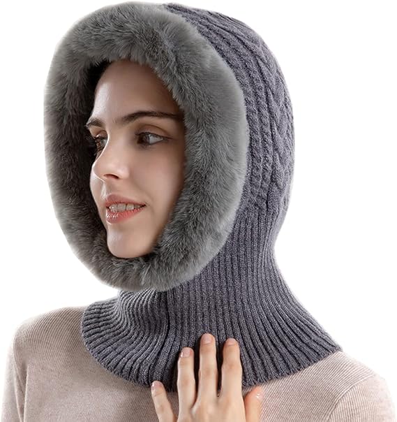 YEKEYI Winter Hats for Women Scarf Hat Fleece Beanie Hats Scarf Mask Warm Hooded Winter Balaclava Pullover Knitted Ski Hat