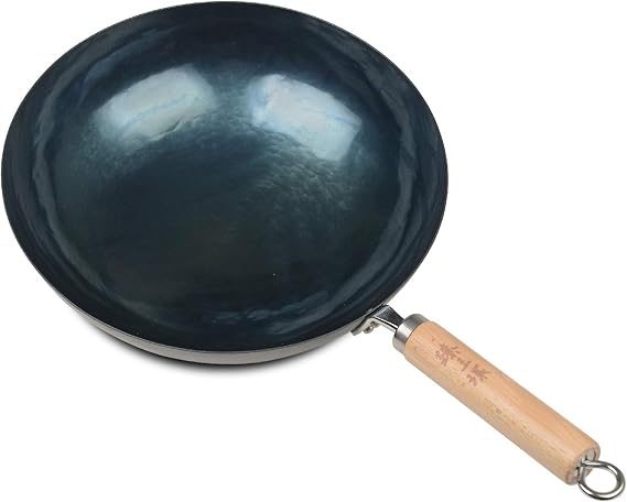 ZhenSanHuan HandHammered Carbon Steel Wok NoCoating (Seasoned 30CM)
