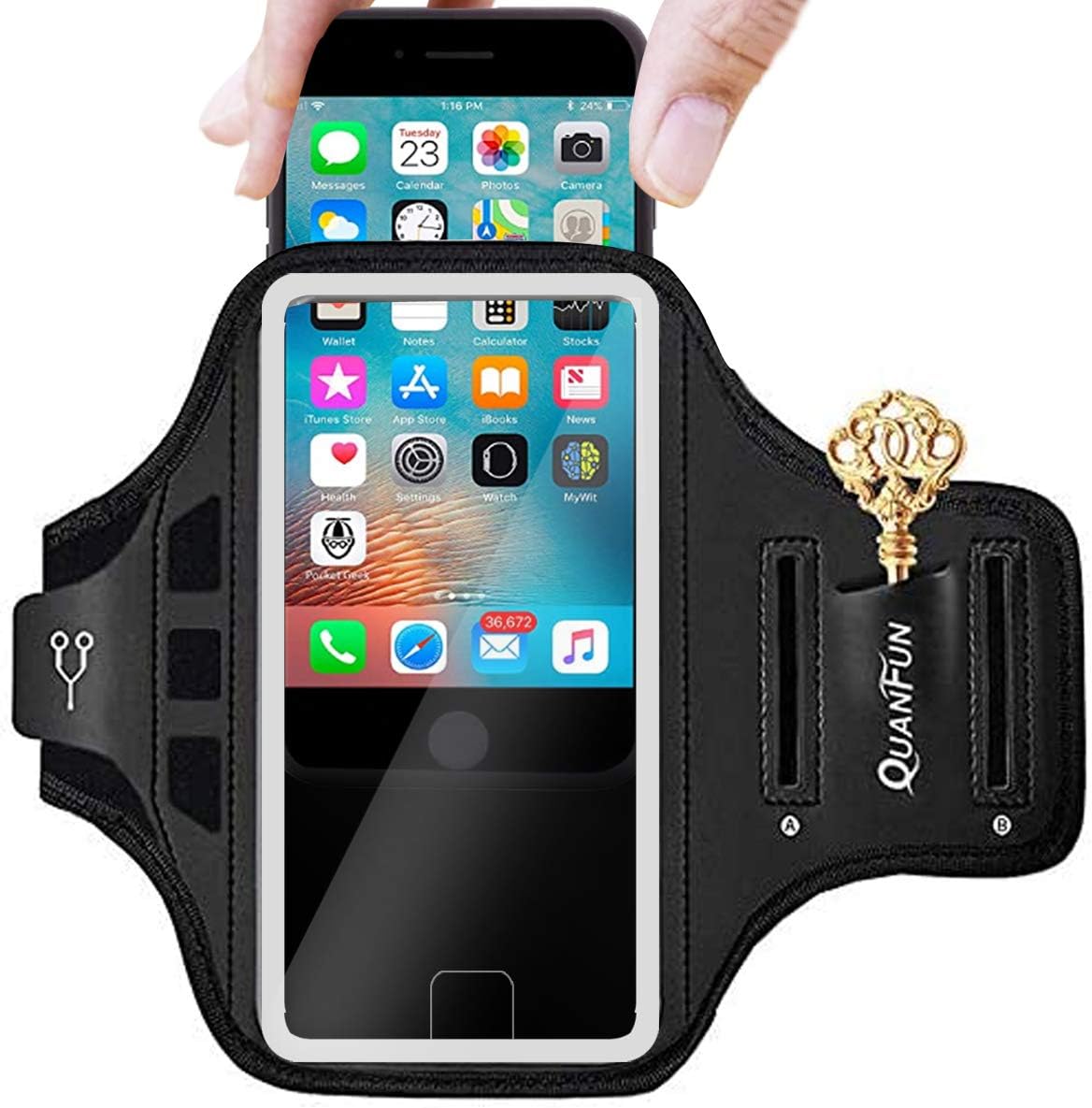 Phone Armband, Running Armband Cell Phone Armband Case Comfort Running Holder Workout Armband with Key Holder for iPhone & Galaxy Cell Phones Fits All Smartphones Screen from 4.7inch to 7.0inch