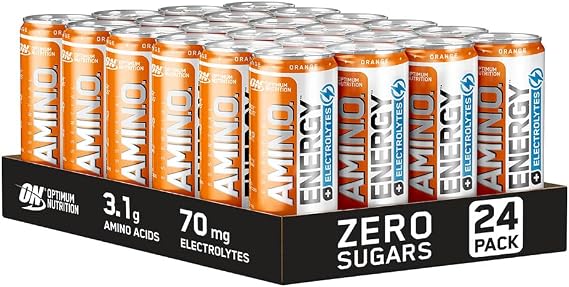 Optimum Nutrition Essential Amino Energy + Electrolytes, Ready to Drink Sugar Free EAA Energy Drink with Electrolytes and Caffeine, Workout Supplement