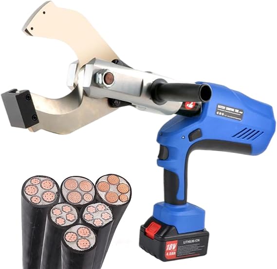 Electric Cordless Hydraulic Cable Cutter, 250KN Electric Ratchet Cable Cutter with LED Display/2 Battery, 85MM-120MM Wire Cutting Tool for Al and Armored Cu/Al Cable,105MM