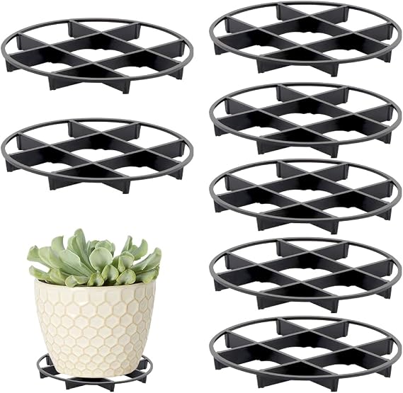 8 Pcs 4.35" Plant Saucer Drainage Rack Stand, Pot Saucer Support Flower Pot Level Feet Support Holder Vase Lifter Bottom Drainer Risers Plants Root Prevention for Indoor Outdoor Garden