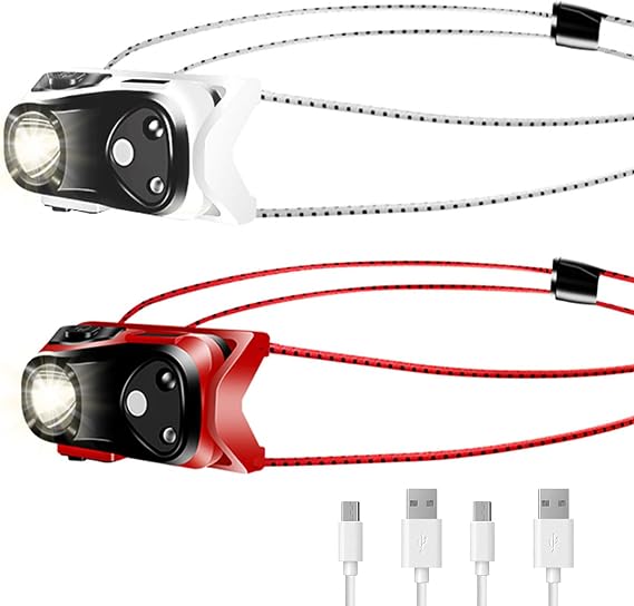 Headlamp Rechargeable 2Pack,1000 Lumen Ultra-Light Bright LED Headlight with White Red Light,Ultralight Waterproof Motion Sensor Head Lamp,6 Mode for Outdoor Running,Repairing, Fishing,Walking Dog