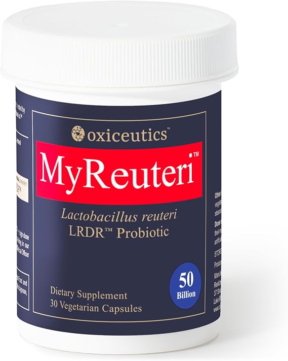 MyReuteriTM 50 Billion CFU Probiotic Intensive-Strength L. reuteri LRDRTM + FOS Prebiotic by Dr. William Davis Makes Yogurt-Like Superfood 30 Veg Capsules