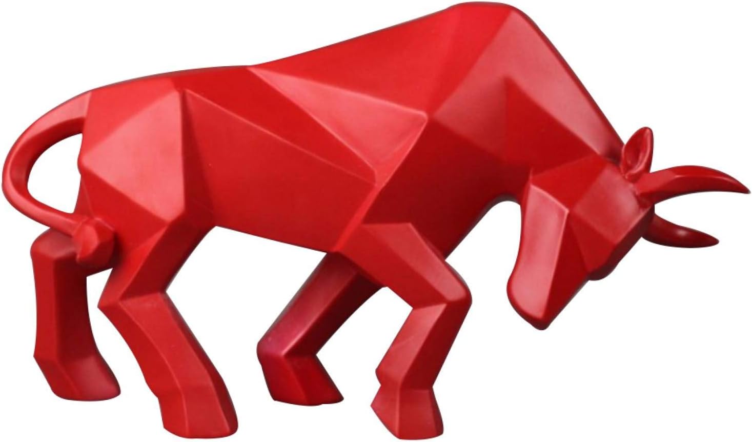 CHENGAI Morden Geometric Ox Statue Ornament, Resin Desk Bull Sculpture Abstract Ornament Animal Figurines for Home Office Decoration
