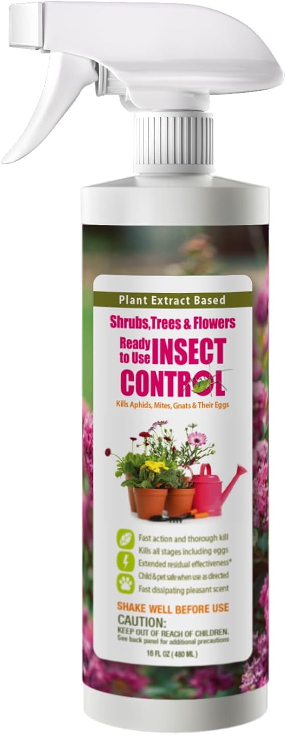 EcoVenger Garden Insect Control 16 oz | Kills Aphids Mealybugs Spider Mites Gnats and Eggs | Indoor Outdoor | Plant-Based Child and Pet Safe