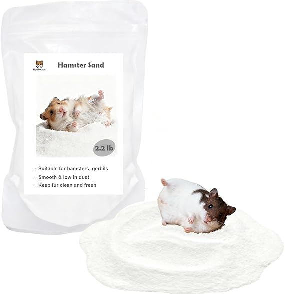 Hamster Sand Bath for Hamsters, Gerbils, Chinchillas, 2.2Lbs Less Dust Chinchilla Bath as Hamster Cage Accessories, Bathing White Sand for Small Animal Bath & Toilet Litter