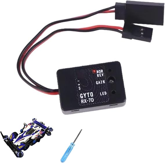Mini Giroscopio 4.8-7.4V for RC RX-7D Drift Car Racing RC Gyro Compatible with Digital and Analog Servo, Universal Receiver, Adjustable Sensitivity