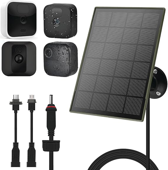 3W/5V Solar Panel with Biuld-in 6000mAh Batteries,Compatible with Blink Camera,for Blink Outdoor 4(4th Gen)/Outdoo/Indoor (3rd Gen) XT3 and XT/XT2 Camera,IP65,with 9.8ft/3m Cable,Easy to Install