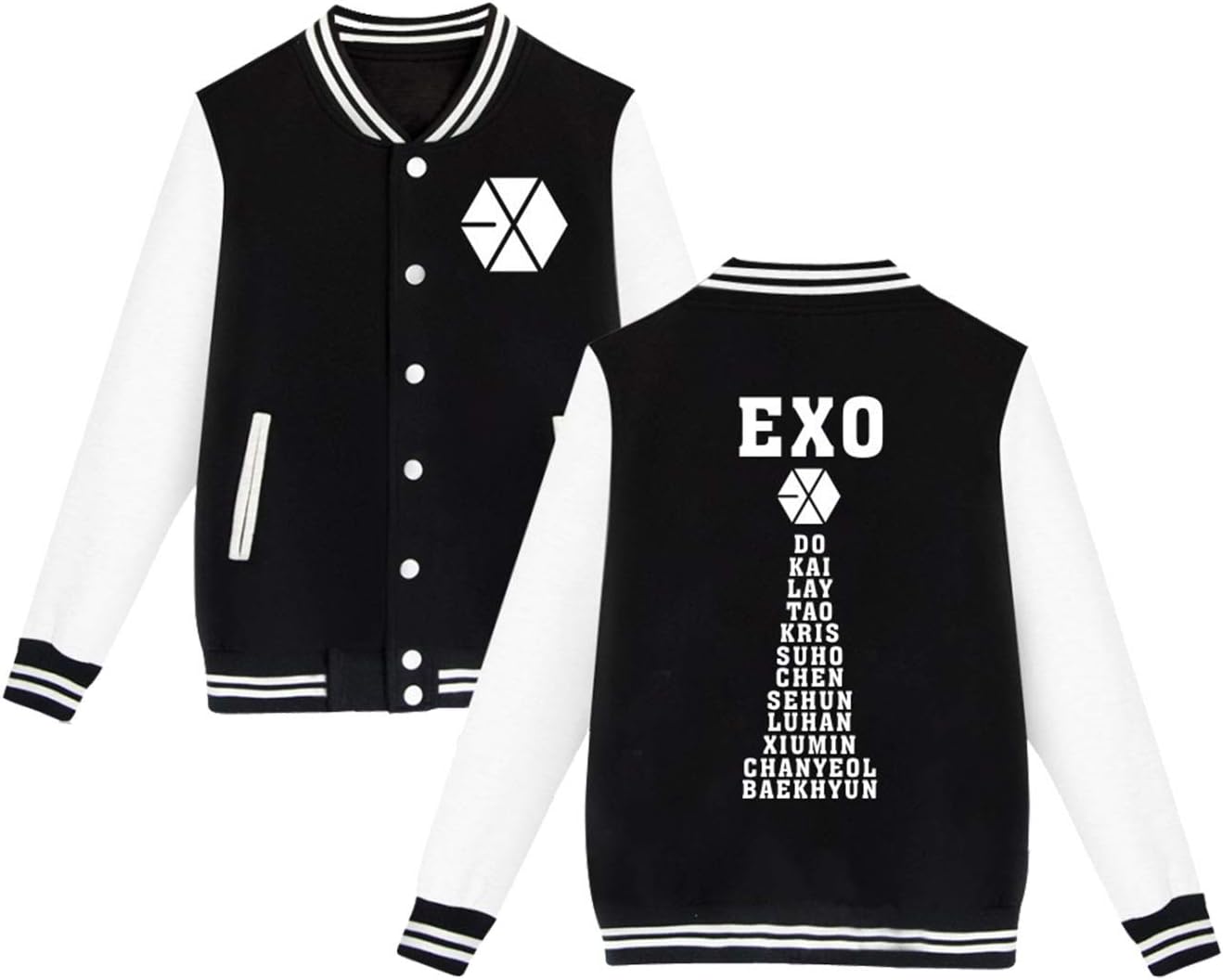 Xkpopfans EXO Baseball Jacket Concert Support Hoodie Sehun Suho Xiumin Sweatshirt