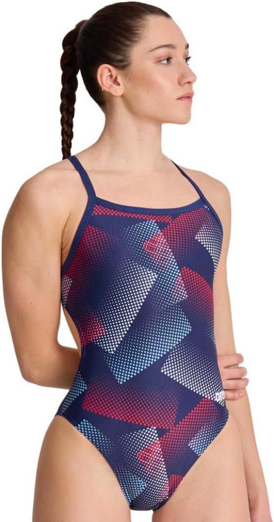 ARENA Womens Halftone Challenge Back Swimsuit, Durable, Chlorine-Proof Swimwear for Competitive and Regular Swimming
